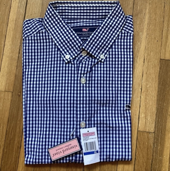 NWT Vineyard Vines Men's XL Blue Striped Button Front Shirt,Whale Shirt,Cotton - Picture 1 of 3